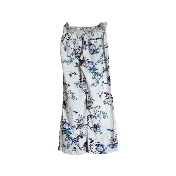 🌺WESTBOUND Floral Bird Print Linen Blend Wide Leg / Drawstring Pants Size Small🌺 - Picture 1 of 7